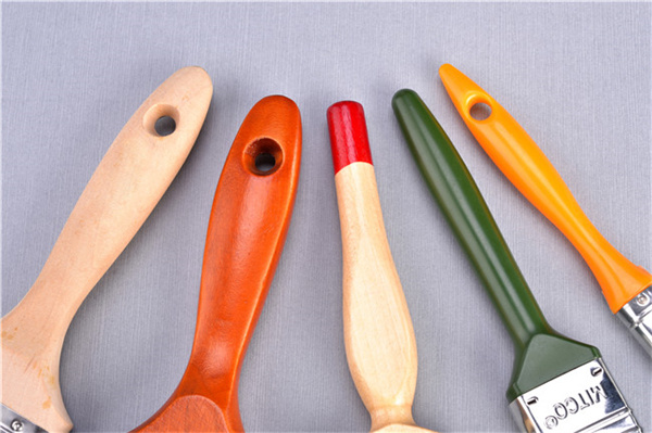3 pulgadas de doble color espiral parasol sintético mango de madera acero inoxidable cepillo de pintura